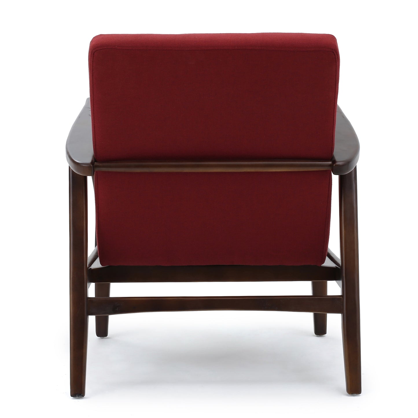 Deep Red Fabric Mid Century Modern Club Chair