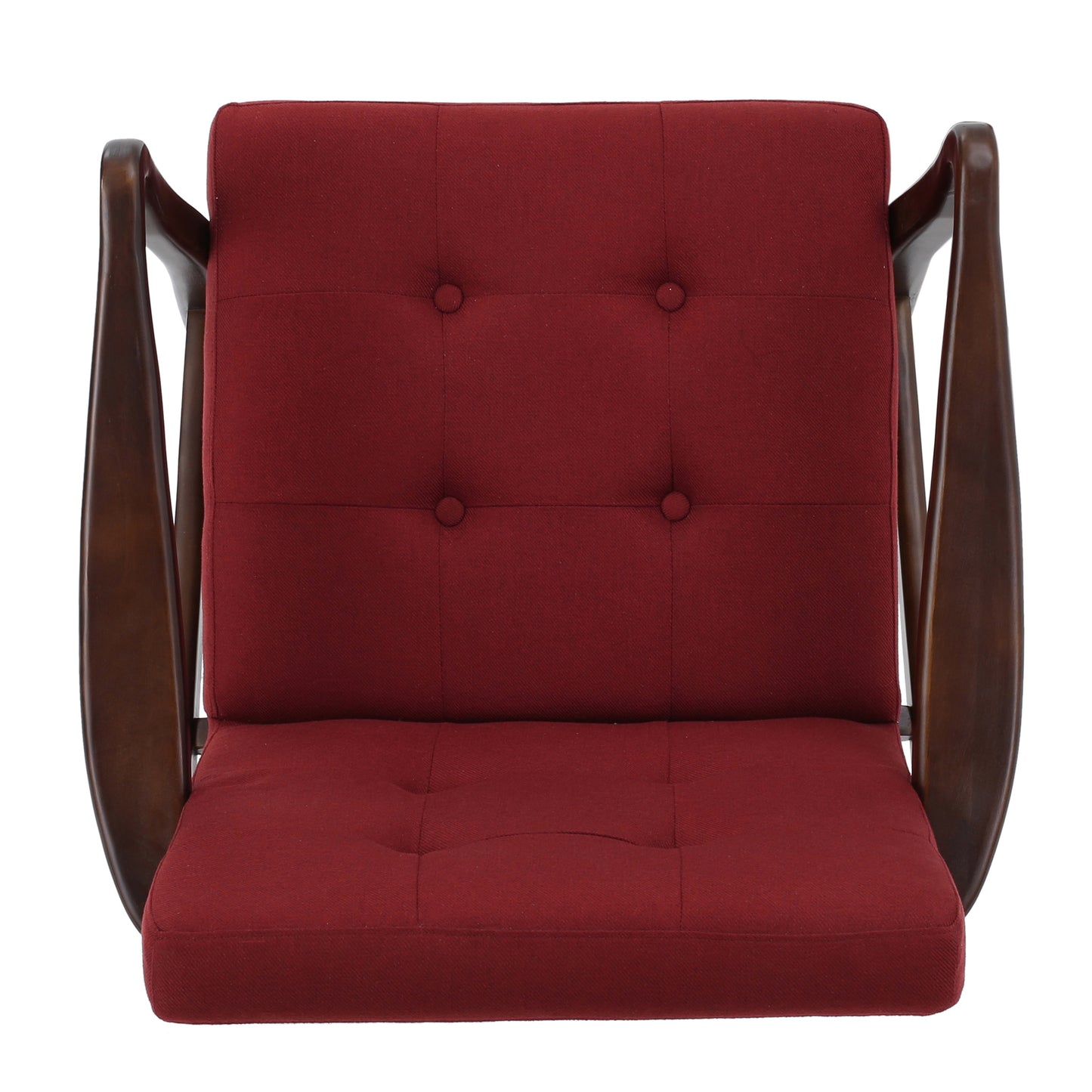 Deep Red Fabric Mid Century Modern Club Chair