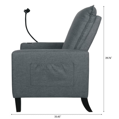 Recliner Chairs for Adults, Adjustable Recliner Sofa with Mobile Phone Holder & Cup Holder, Modern Reclining Chairs Fabric Push Back Recliner Chairs for Living Room, Bedroom, Gray