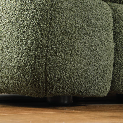 84.3 length,35.83" deepth,human body structure for USA people, marshmallow sofa,boucle sofa,3 seater, OLIVE GREEN BOUCLE