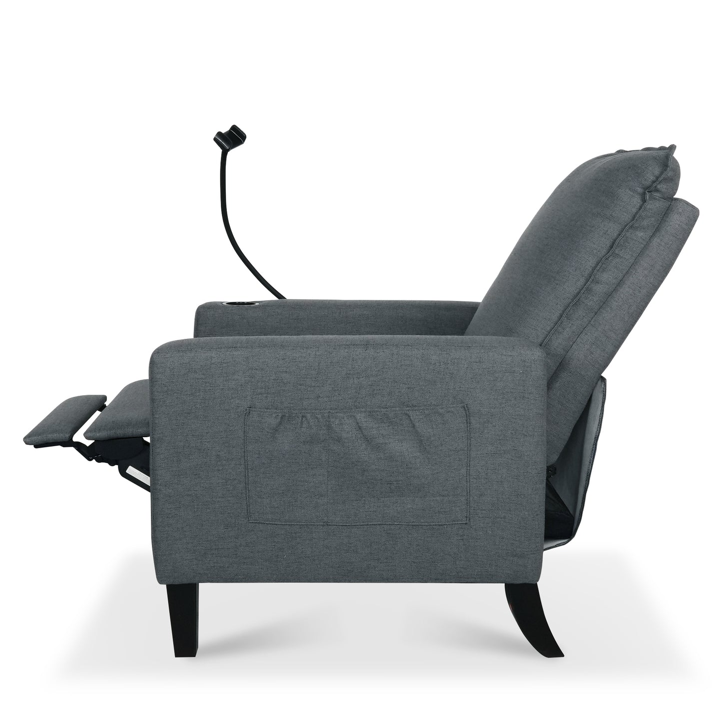 Recliner Chairs for Adults, Adjustable Recliner Sofa with Mobile Phone Holder & Cup Holder, Modern Reclining Chairs Fabric Push Back Recliner Chairs for Living Room, Bedroom, Gray