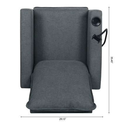 Recliner Chairs for Adults, Adjustable Recliner Sofa with Mobile Phone Holder & Cup Holder, Modern Reclining Chairs Fabric Push Back Recliner Chairs for Living Room, Bedroom, Gray