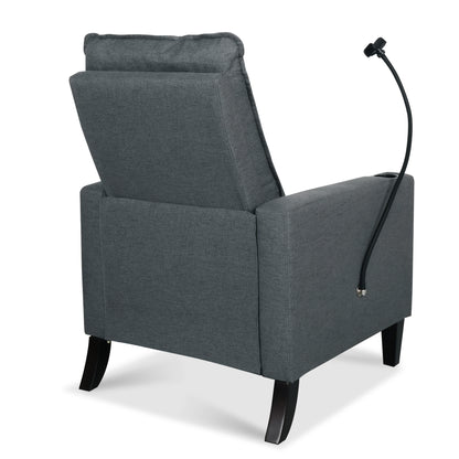 Recliner Chairs for Adults, Adjustable Recliner Sofa with Mobile Phone Holder & Cup Holder, Modern Reclining Chairs Fabric Push Back Recliner Chairs for Living Room, Bedroom, Gray