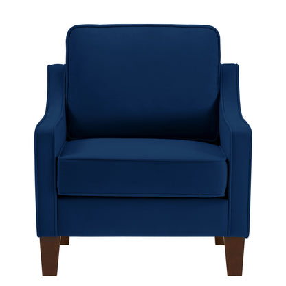 Modern Armchair, Living Room Single Seat Sofa Chair with Wooden Legs, Upholstered Velvet Accent Chair for Living Room, Bedroom,Navy