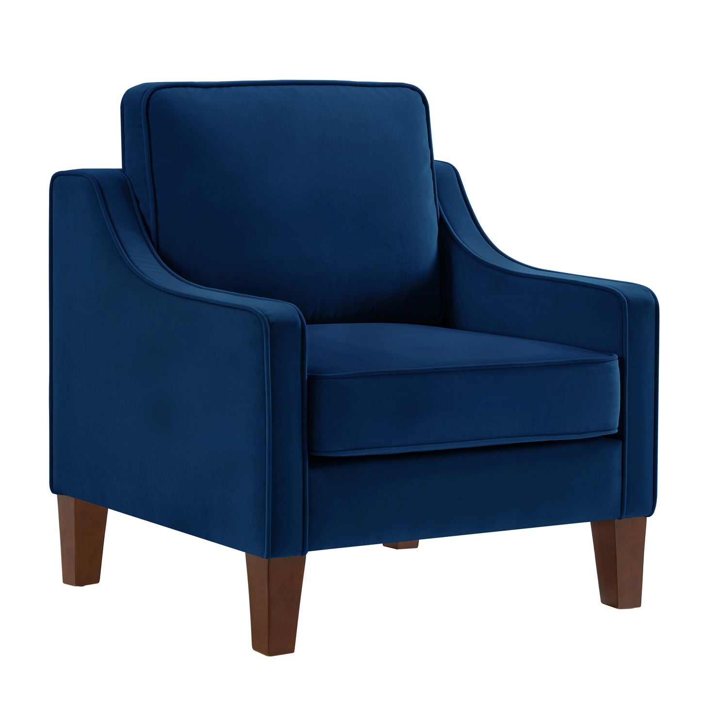 Modern Armchair, Living Room Single Seat Sofa Chair with Wooden Legs, Upholstered Velvet Accent Chair for Living Room, Bedroom,Navy