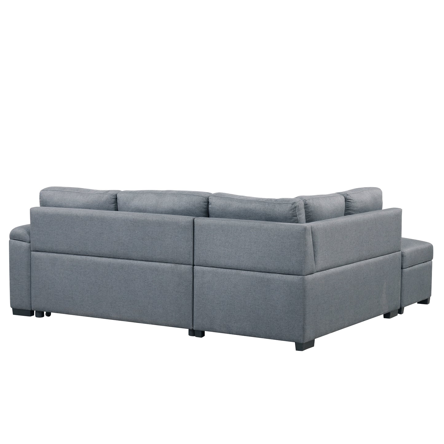 Sleeper Sectional Sofa, L-Shape Corner Couch Sofa-Bed with Storage Ottoman & Hidden Arm Storage & USB Charge for Living Room Apartment, Dark Gray