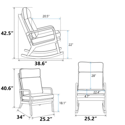 25.2"W Modern Rocking Chair Accent Lounge Armchair Comfy Boucle Upholstered High Back Wooden Rocker for Nursery Living Room Baby Kids Room Bedroom, Caramel