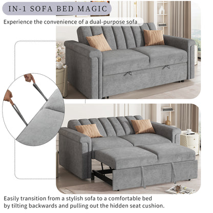 U_STYLE Convertible Soft Cushion Sofa Pull Bed,for Two People to Sit On