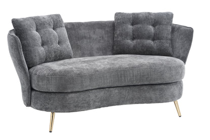 Polyester fiber Loveseat Sofa Chair Upholstered Couch with Golden Metal Legs Club Two-Seat Sofa for Living Reading Room Bedroom Apartment Small Space Dorm,Grey.