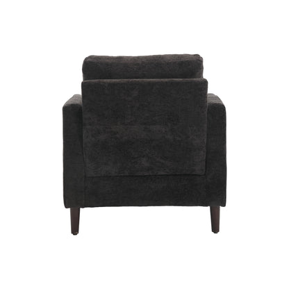 Wood Frame Armchair, Modern Accent Chair Lounge Chair for Living Room,Tufted Club Chair, Mid Century Modern Arm Chairs with Studded, Solid Wood Frame, for Bedroom, Reading (Black Chenille)