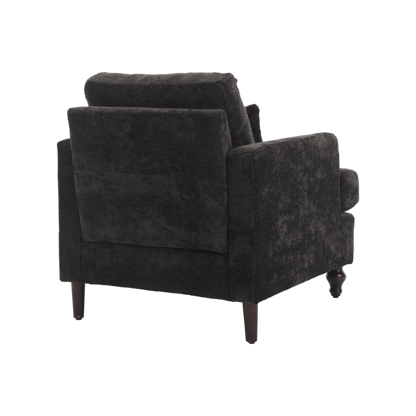 Wood Frame Armchair, Modern Accent Chair Lounge Chair for Living Room,Tufted Club Chair, Mid Century Modern Arm Chairs with Studded, Solid Wood Frame, for Bedroom, Reading (Black Chenille)