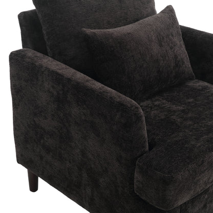 Wood Frame Armchair, Modern Accent Chair Lounge Chair for Living Room,Tufted Club Chair, Mid Century Modern Arm Chairs with Studded, Solid Wood Frame, for Bedroom, Reading (Black Chenille)