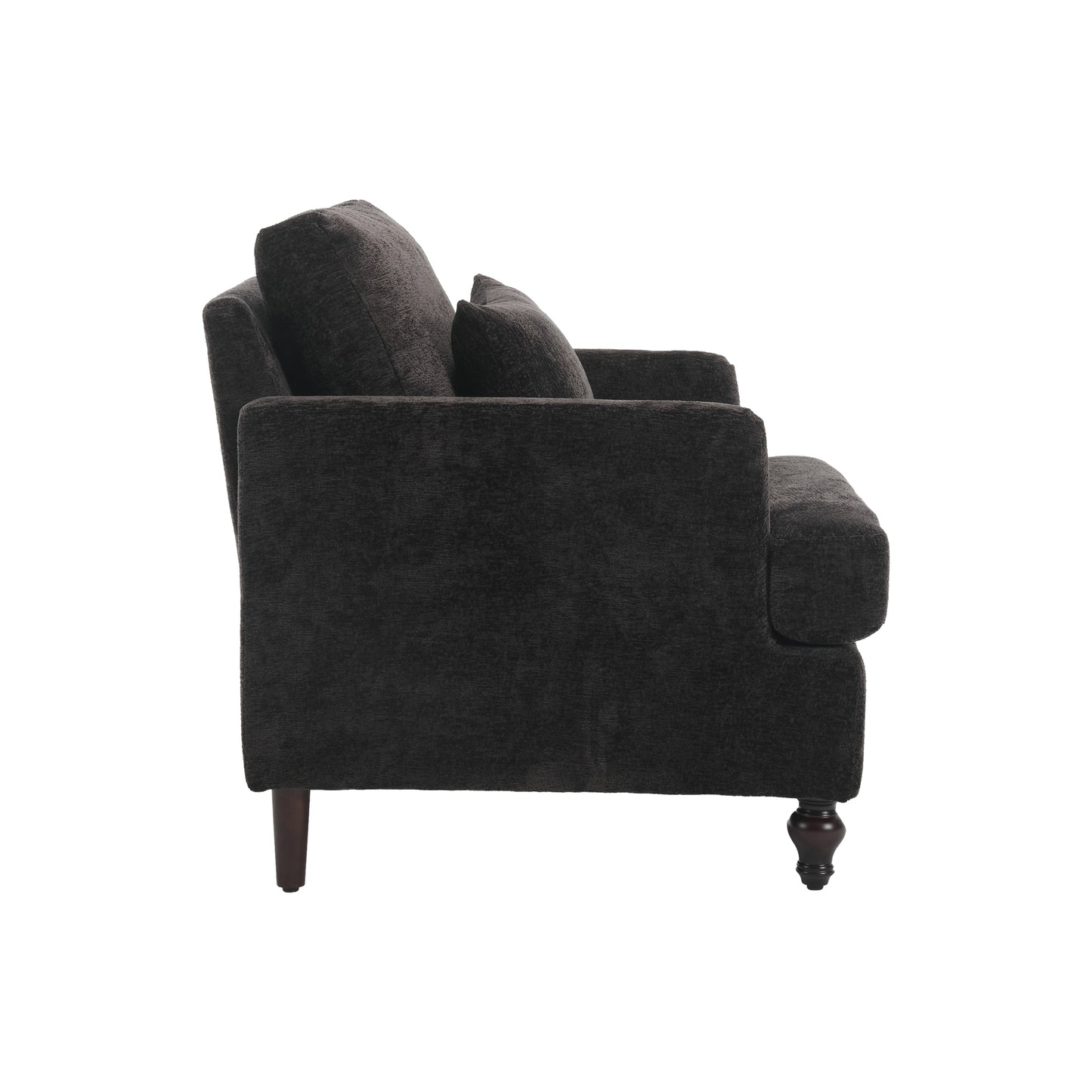 Wood Frame Armchair, Modern Accent Chair Lounge Chair for Living Room,Tufted Club Chair, Mid Century Modern Arm Chairs with Studded, Solid Wood Frame, for Bedroom, Reading (Black Chenille)