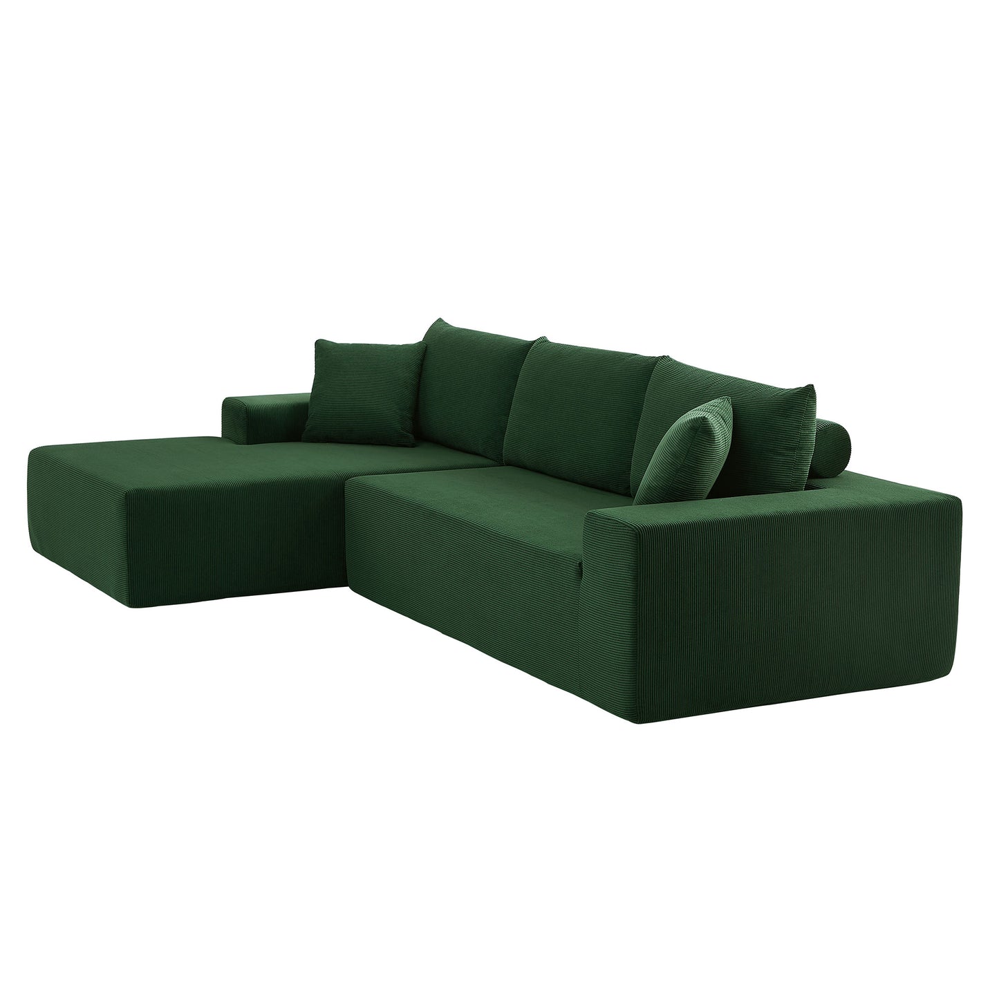 Sectional corduroy Couch Covers 2 pcs L Shape Sectional Sofa Couches for Living Room, Bedroom, Salon for Left Chaise,Drak Green.