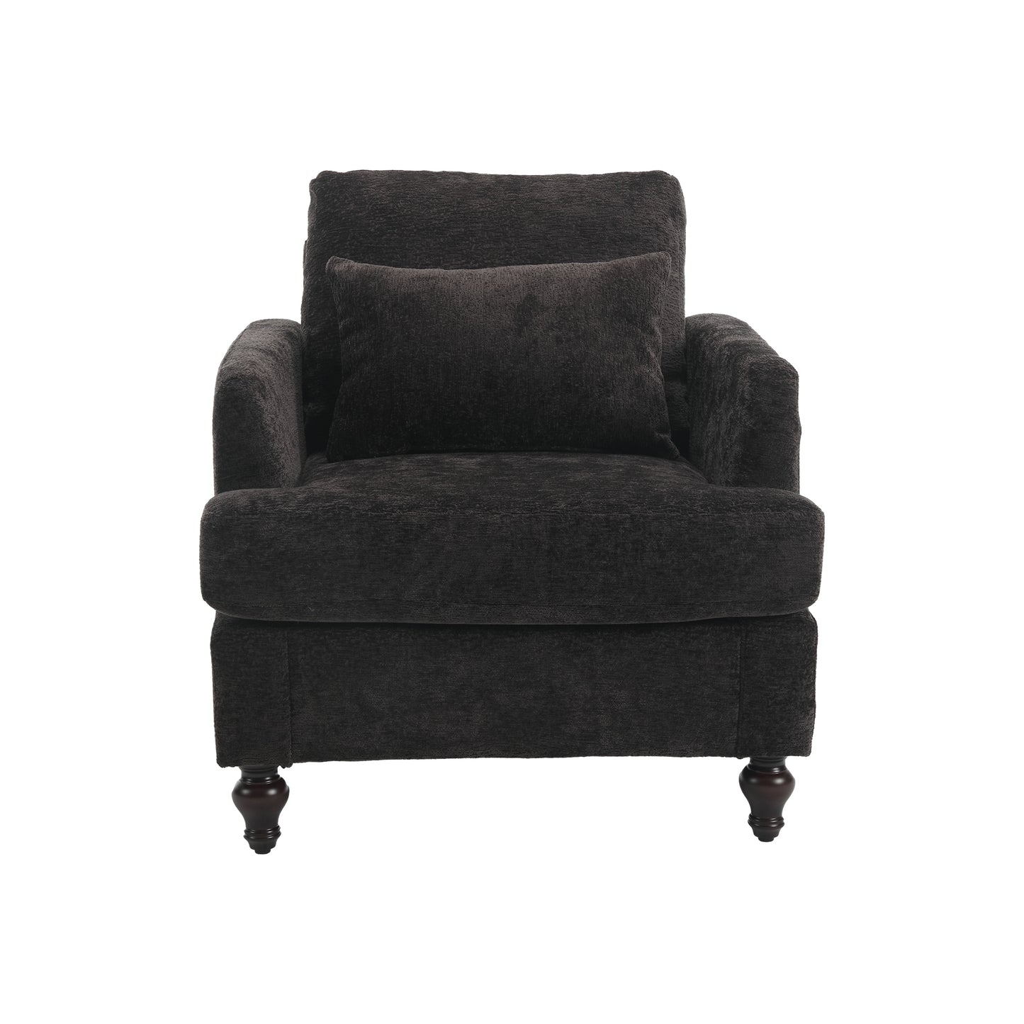 Wood Frame Armchair, Modern Accent Chair Lounge Chair for Living Room,Tufted Club Chair, Mid Century Modern Arm Chairs with Studded, Solid Wood Frame, for Bedroom, Reading (Black Chenille)