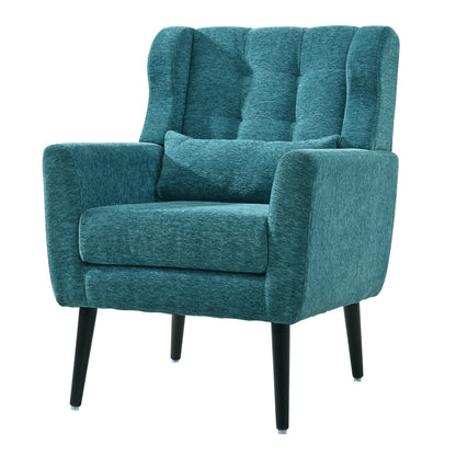 Modern Accent Chair Upholstered Foam Filled Living Room Chairs Comfy Reading Chair Mid Century Modern Chair with Chenille Fabric Lounge Arm Chairs Armchair for Living Room Bedroom (Teal)