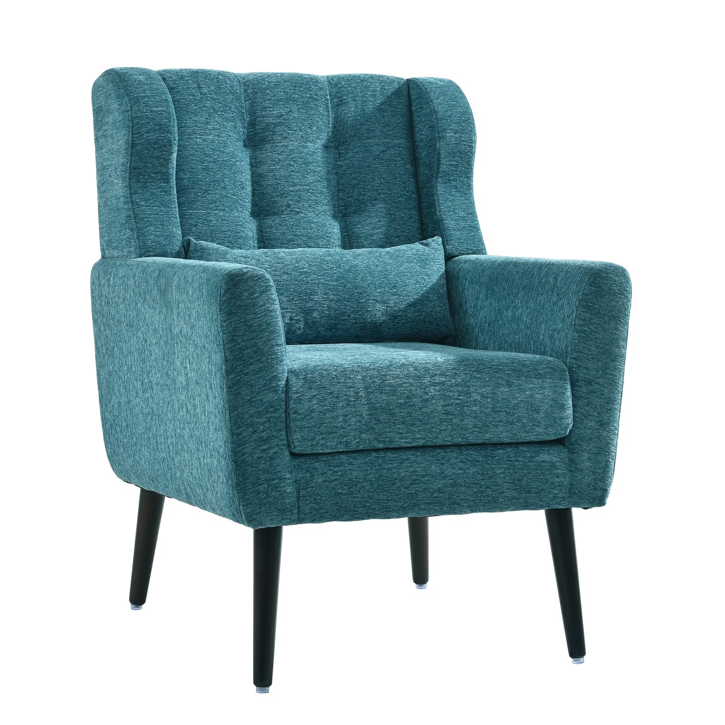 Modern Accent Chair Upholstered Foam Filled Living Room Chairs Comfy Reading Chair Mid Century Modern Chair with Chenille Fabric Lounge Arm Chairs Armchair for Living Room Bedroom (Teal)