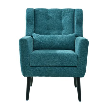 Modern Accent Chair Upholstered Foam Filled Living Room Chairs Comfy Reading Chair Mid Century Modern Chair with Chenille Fabric Lounge Arm Chairs Armchair for Living Room Bedroom (Teal)