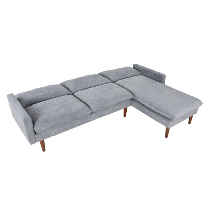 L-Shaped Sofa with Padded Cashmere: Multi-functional Design, Modern Luxury Appearance - Ideal for Living Rooms, Apartments - Easy Assembly & Maintenance,Grey