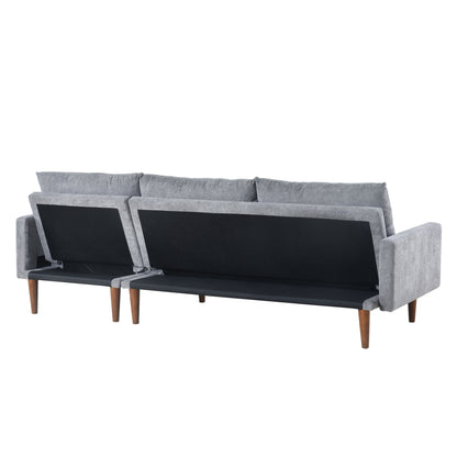 L-Shaped Sofa with Padded Cashmere: Multi-functional Design, Modern Luxury Appearance - Ideal for Living Rooms, Apartments - Easy Assembly & Maintenance,Grey