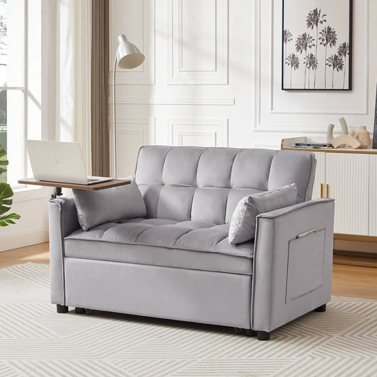 Grey Velvet Loveseat Sofa Bed