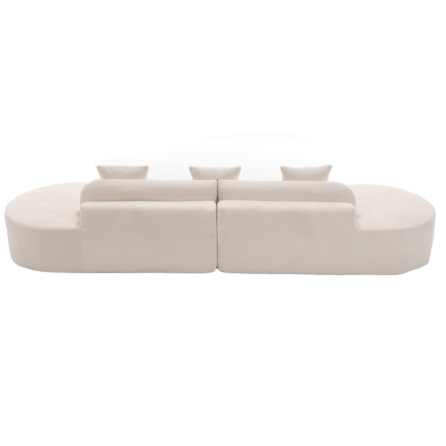 Modern curved combination sofa, terrycloth fabric sofa, minimalist sofa in living room, apartment, no assembly required, three pillows,Beige