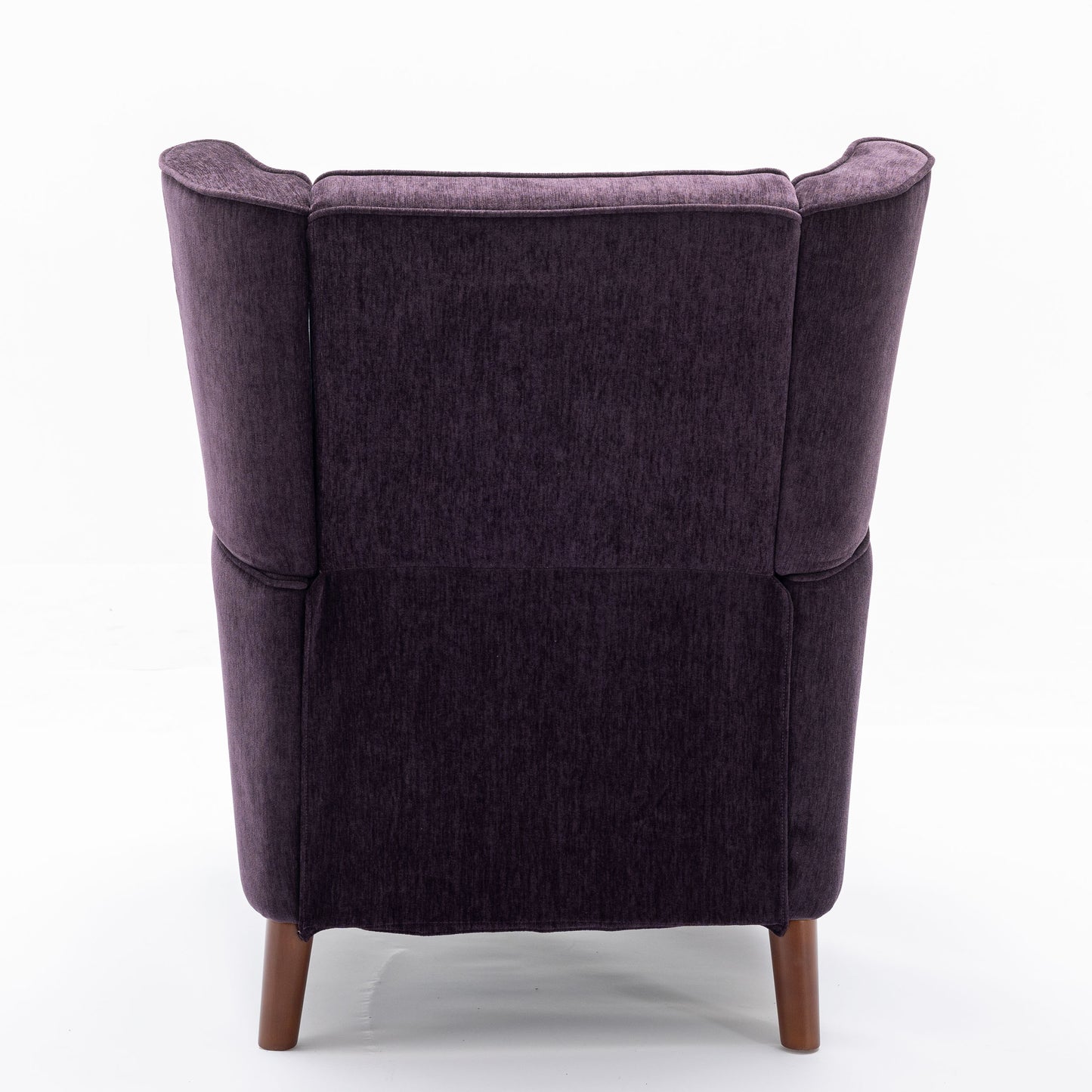 Mid Century Chenille Wingback Recliner Chair, Button Tufted Design Pushback Recliner Chair with Armrest and Solid Wood Legs, for Bedroom Living Room, Purple