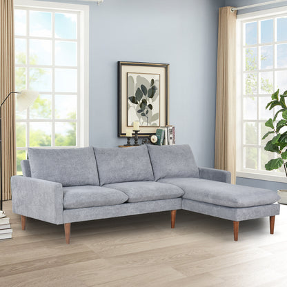 L-Shaped Sofa with Padded Cashmere: Multi-functional Design, Modern Luxury Appearance - Ideal for Living Rooms, Apartments - Easy Assembly & Maintenance,Grey