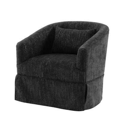 360-degree Swivel Accent Armchair Linen Blend BLACK