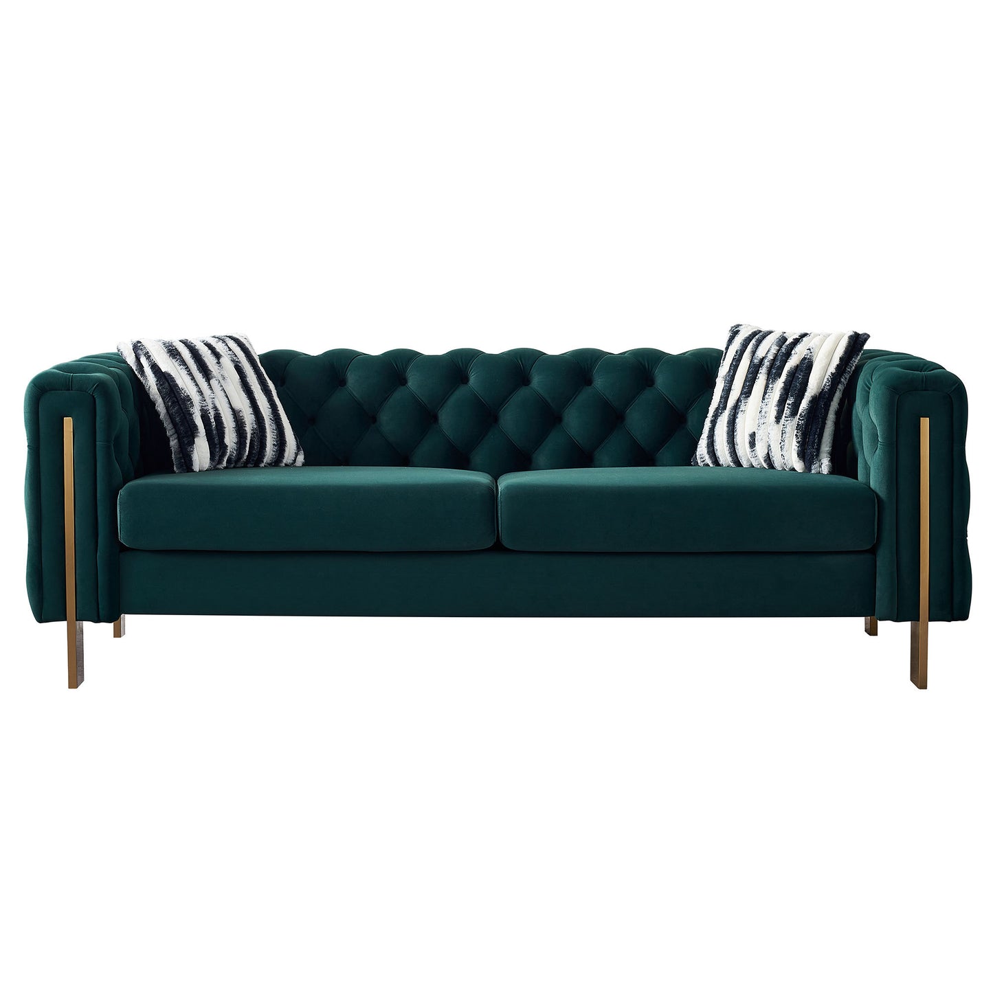 Modern Tufted Velvet Living Room Sofa, 84.25''W Couch,Green