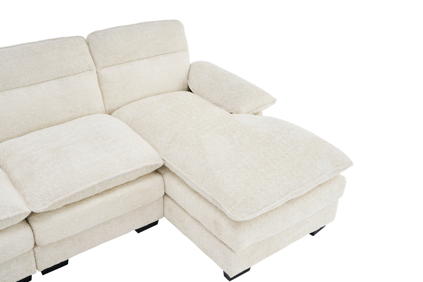 U-shaped profile sofa, including two single seats and two chaise, modular sofa, Chenille sofa,White