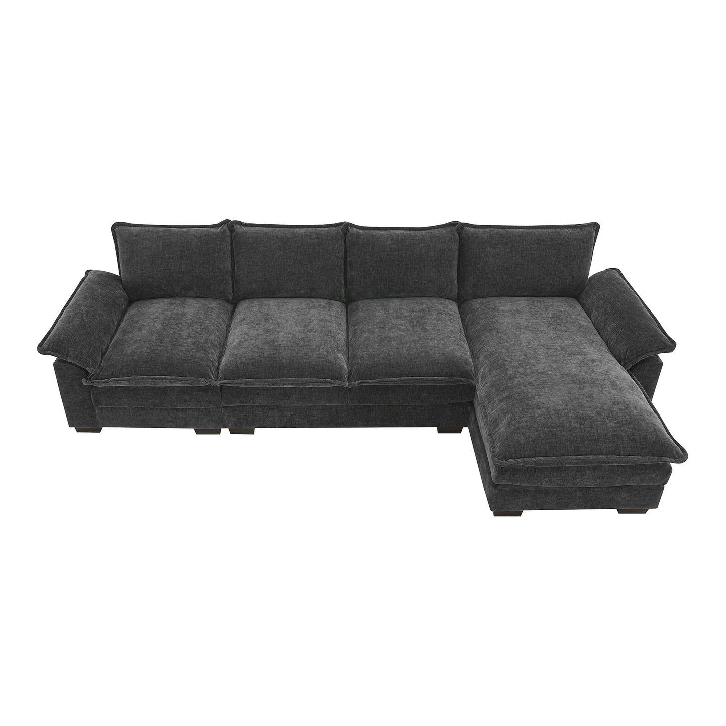 118*55" Modern L-shaped Chenille Cloud Sofa with Double Seat Cushions,5-seat Upholstered Indoor Furniture,Sleeper Sofa Couch with Chaise Lounge for Living Room,Apartment,4 Colors