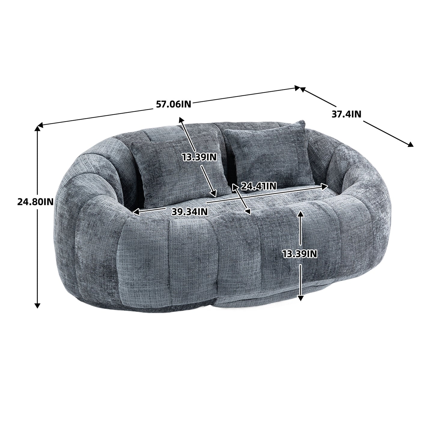 Bean Bag sofa Lazy Sofa Durable Comfort Lounger High Back Bean Bag Chair Couch for Adults and Kids, Indoor & Outdoor, Accent Floor Soft Lounge Chair (Gray chenille)