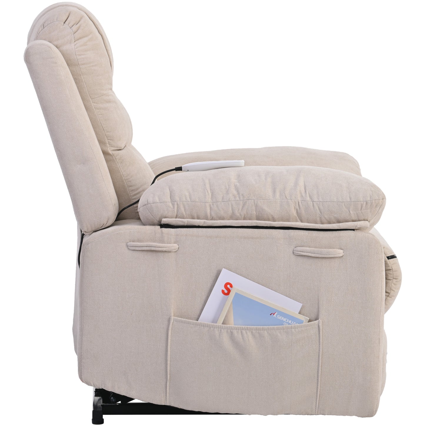 Massage Recliner,Power Lift Chair for Elderly with Adjustable Massage and Heating Function,Recliner Chair with Infinite Position and Side Pocket for Living Room,Beige