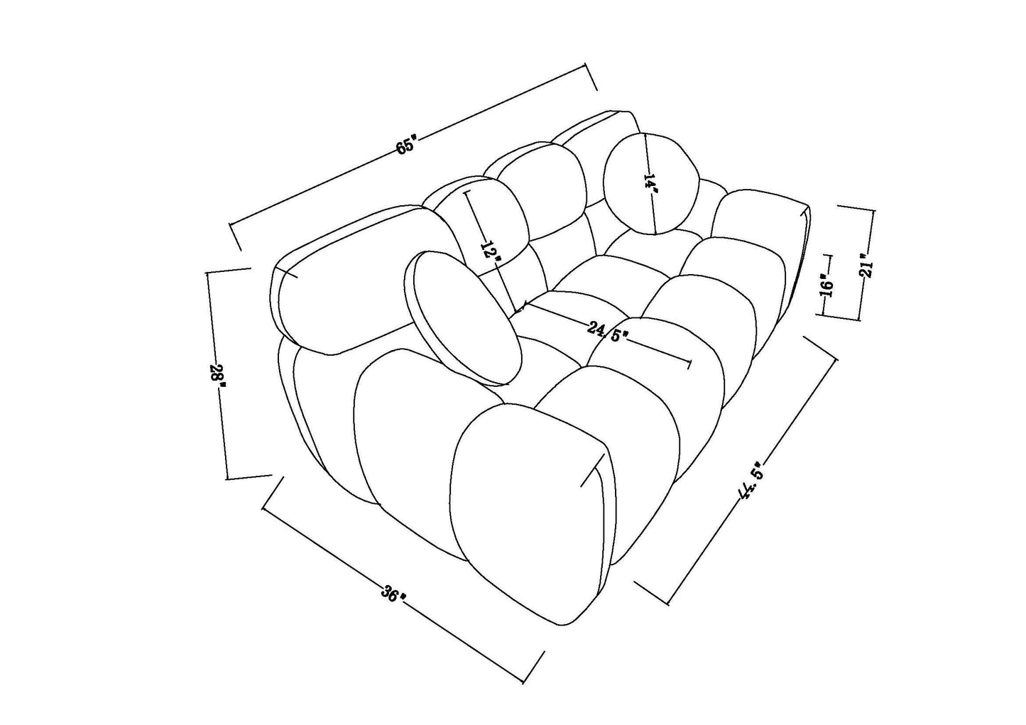 64.96 length,35.83" deepth,human body structure for USA people, marshmallow sofa,boucle sofa,2 seater, BEIGE BOUCLE