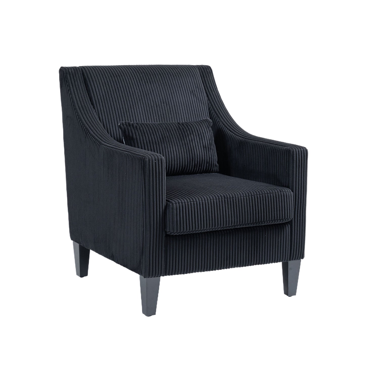 Modern Accent Chair,Upholstered Armchair with Scooped Arms for Bedroom,Apartment,Studio,Office,Waiting Room(Black Corduroy)