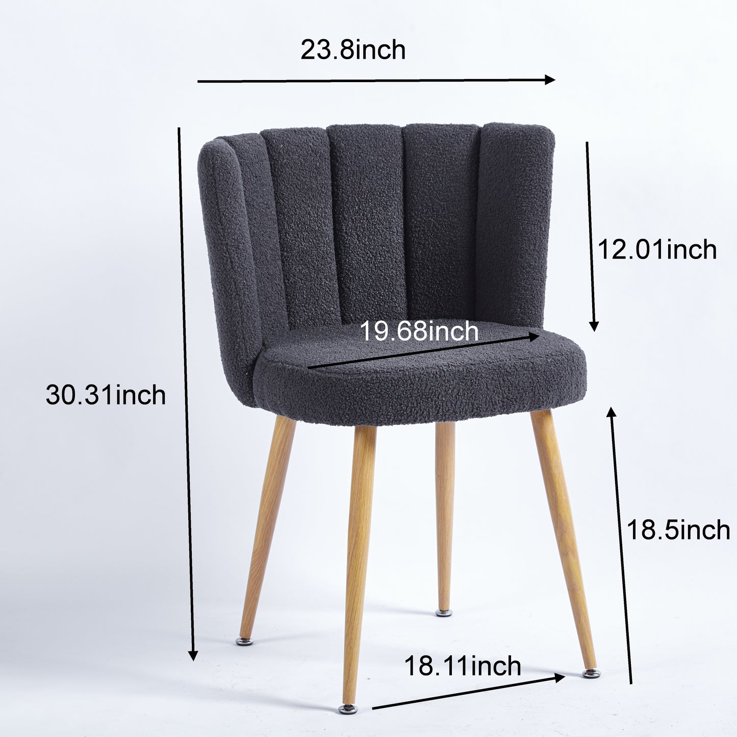 Modern GRAY dining chair(set of 2 ) with iron tube wood color legs, shorthair cushions and comfortable backrest, suitable for dining room, living room, cafe, simple structure.