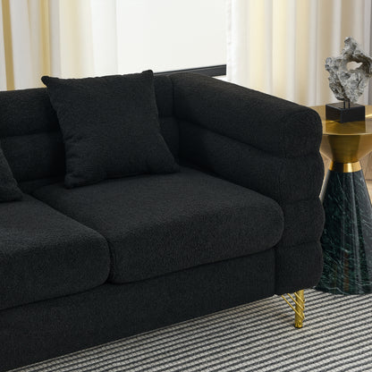 3-Seater + 3-seater Combination sofa.BLACK teddy