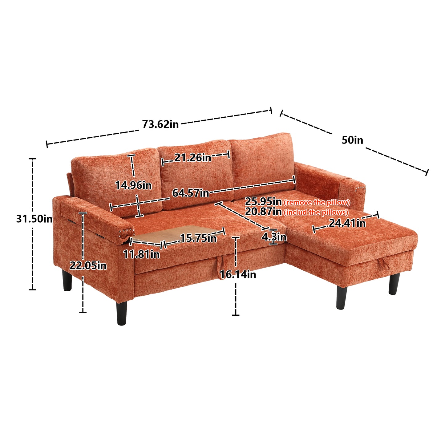 Sectional Sofa Reversible Sectional Sleeper Sectional Sofa with Storage Chaise