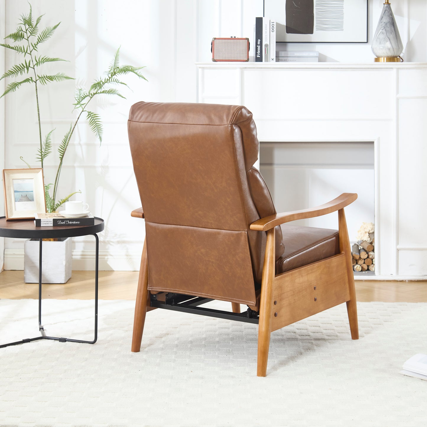 Wood Frame Armchair, Modern Accent Chair Lounge Chair for Living Room