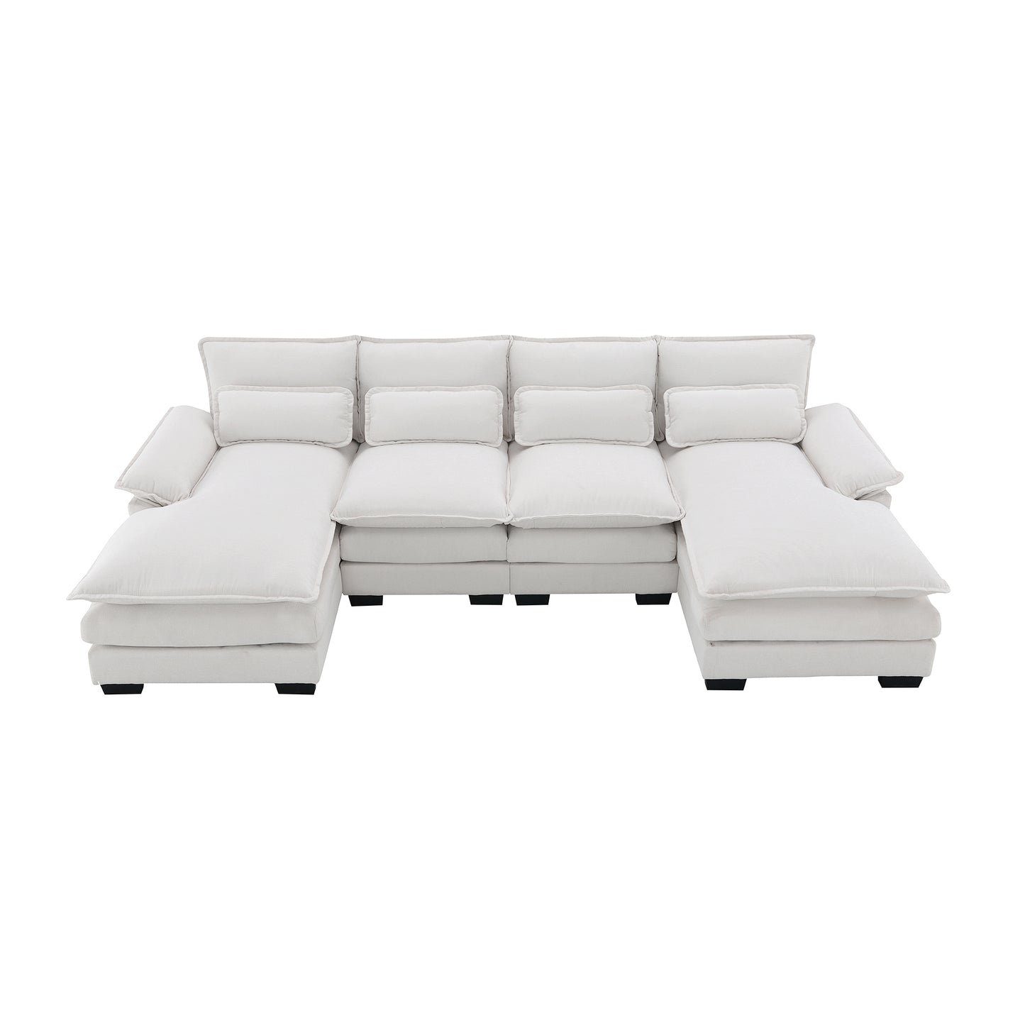 109.8*55.9" Modern U-shaped Sectional Sofa with Waist Pillows,6-seat Upholstered Symmetrical Sofa Furniture,Sleeper Sofa Couch with Chaise Lounge for Living Room,Apartment,5 Color