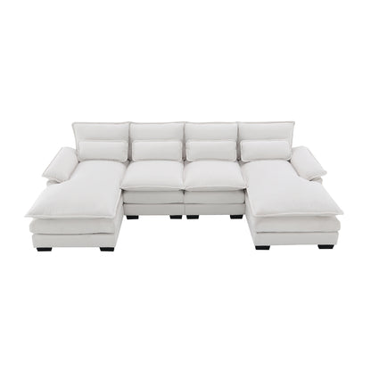 109.8*55.9" Modern U-shaped Sectional Sofa with Waist Pillows,6-seat Upholstered Symmetrical Sofa Furniture,Sleeper Sofa Couch with Chaise Lounge for Living Room,Apartment,5 Color