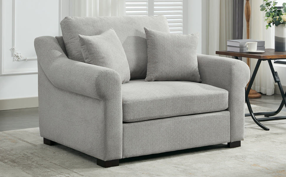 Modern Chenille Oversized Armchair, Accent Chair, Single Sofa for Bedroom, Living Room,44.5" Wide, Light Grey