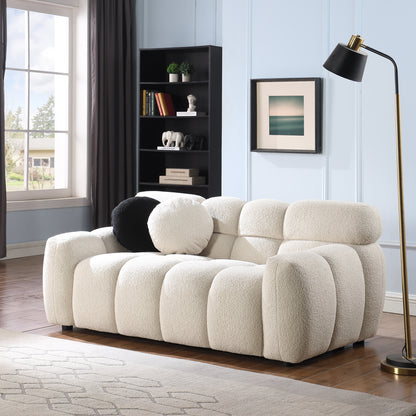 64.96 length,35.83" deepth,human body structure for USA people, marshmallow sofa,boucle sofa,2 seater, BEIGE BOUCLE