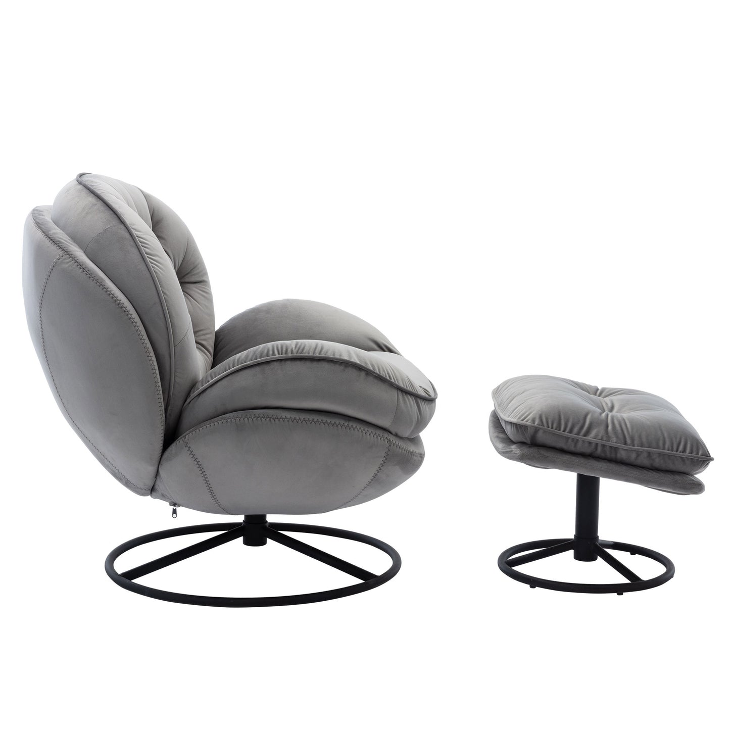 Accent chair TV Chair Living room Chair Grey with ottoman