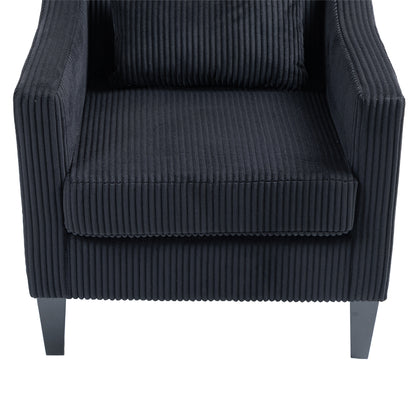 Modern Accent Chair,Upholstered Armchair with Scooped Arms for Bedroom,Apartment,Studio,Office,Waiting Room(Black Corduroy)