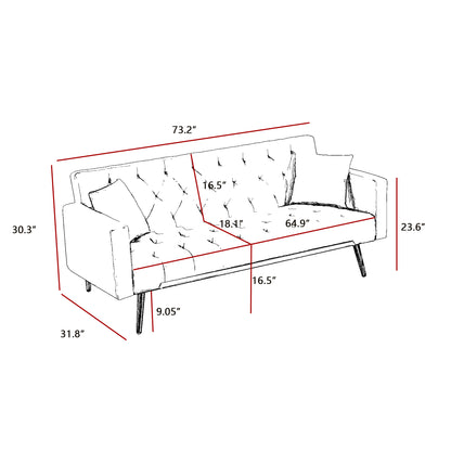 PINK Convertible Folding Futon Sofa Bed, Sleeper Sofa Couch for Compact Living Space.