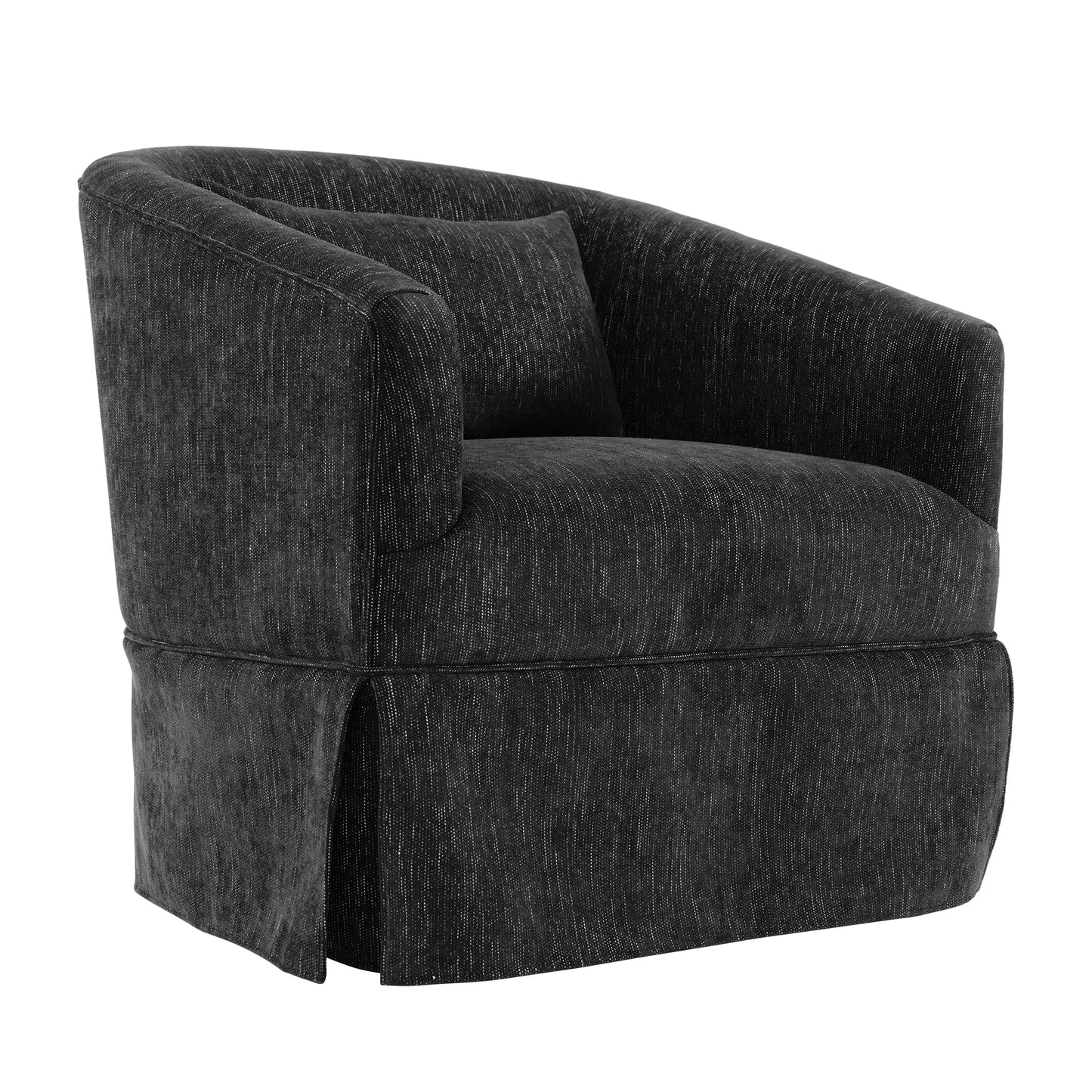 360-degree Swivel Accent Armchair Linen Blend BLACK