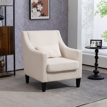 Modern Accent Chair,Upholstered Armchair with Scooped Arms for Bedroom,Apartment,Studio,Office,Waiting Room(Beige Corduroy)