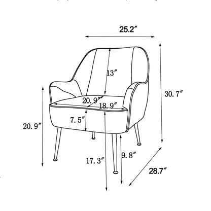 Modern Mid Century Chair velvet Sherpa Armchair for Living Room Bedroom Office Easy Assemble(NAVY)